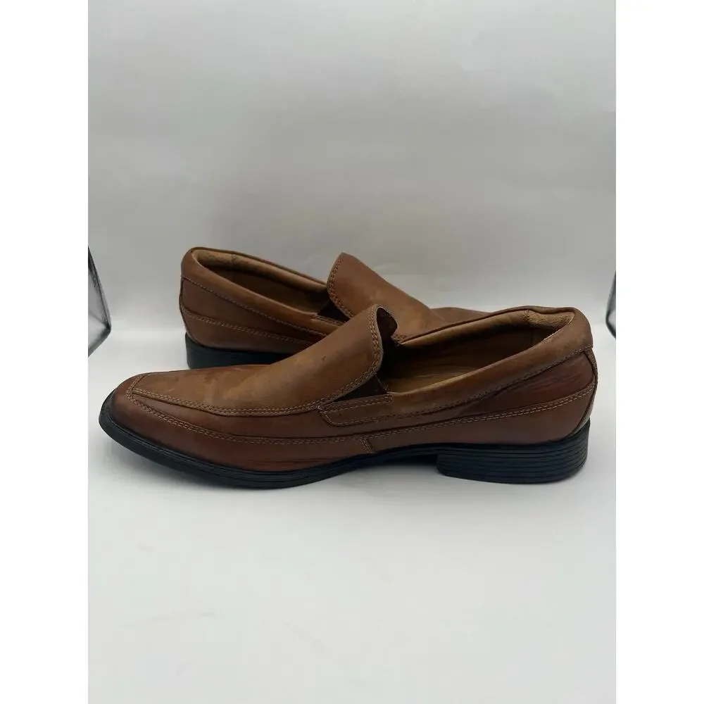 Clarks Tilden Free Brown Leather Loafers Men Size 11.5
